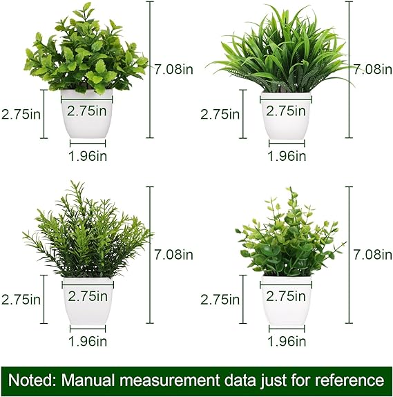 Small Fake Plants Artificial Plastic Plants in Pot Eucalyptus Plant Wheat Grass Shrub Plant Indoor Desk Coffee Table Bathroom Bedroom Home Decoration