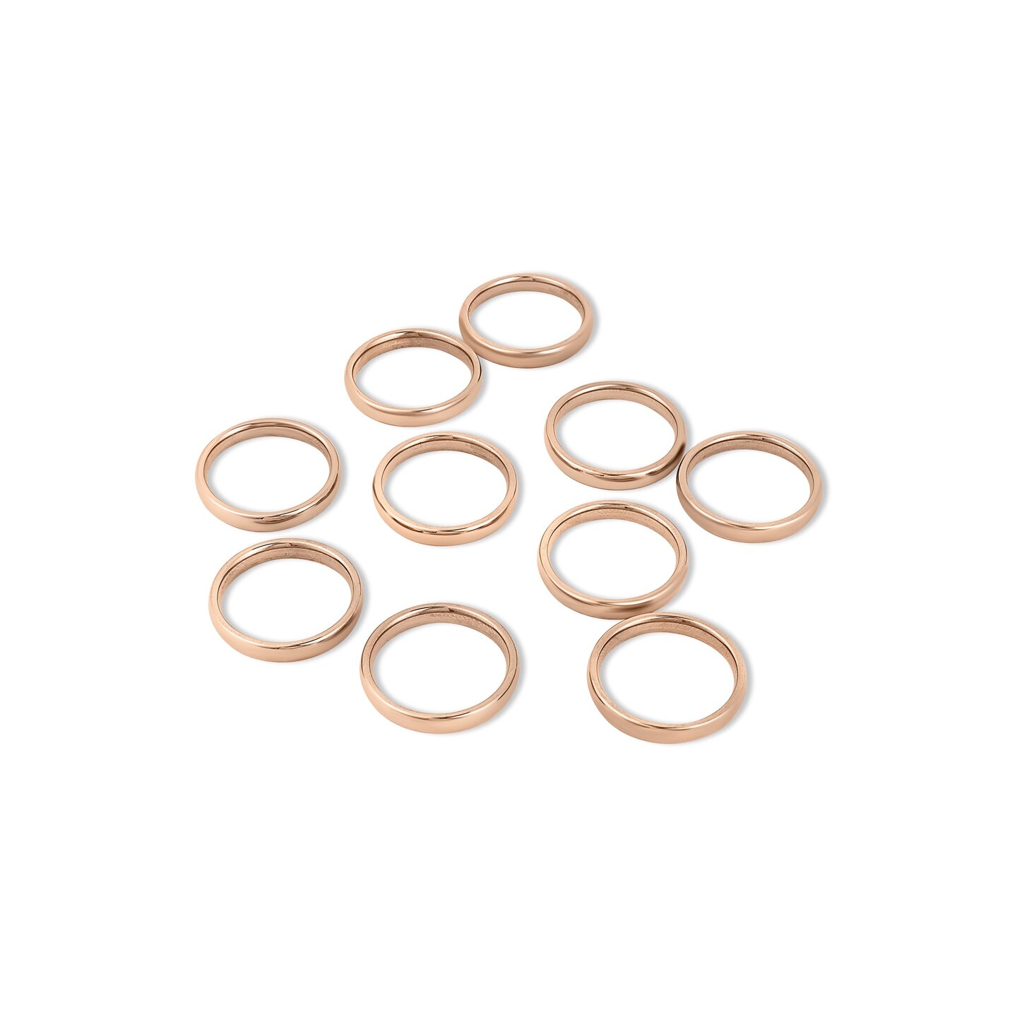 10 Pack - 3mm Size 6 Rose Gold Rounded Stainless Steel Blank Rings