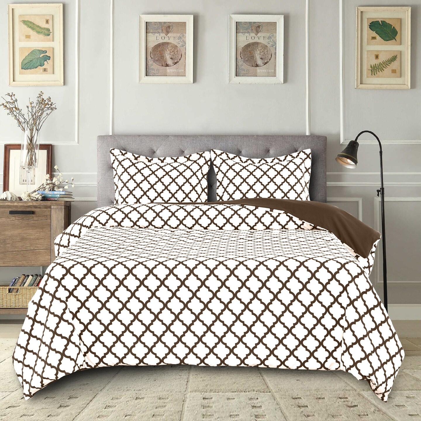 Lux Decor Collection 3-Piece Zipper Closure Duvet Cover Set With Matching Pillow Shams