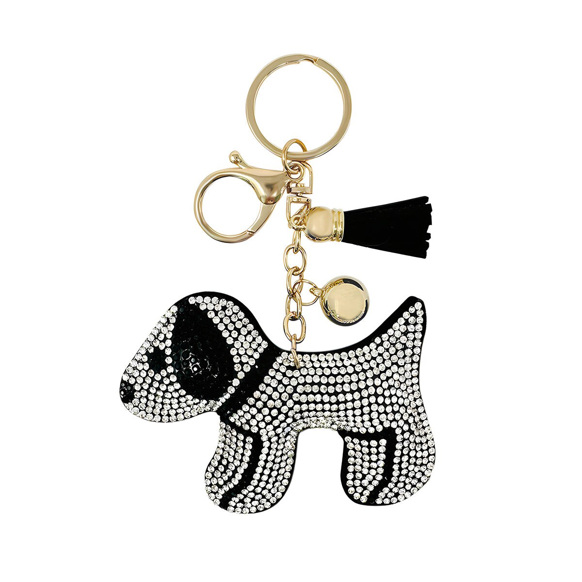 Wrapables Crystal Bling Key Chain Keyring with Tassel Car Purse Handbag Pendant, Puppy