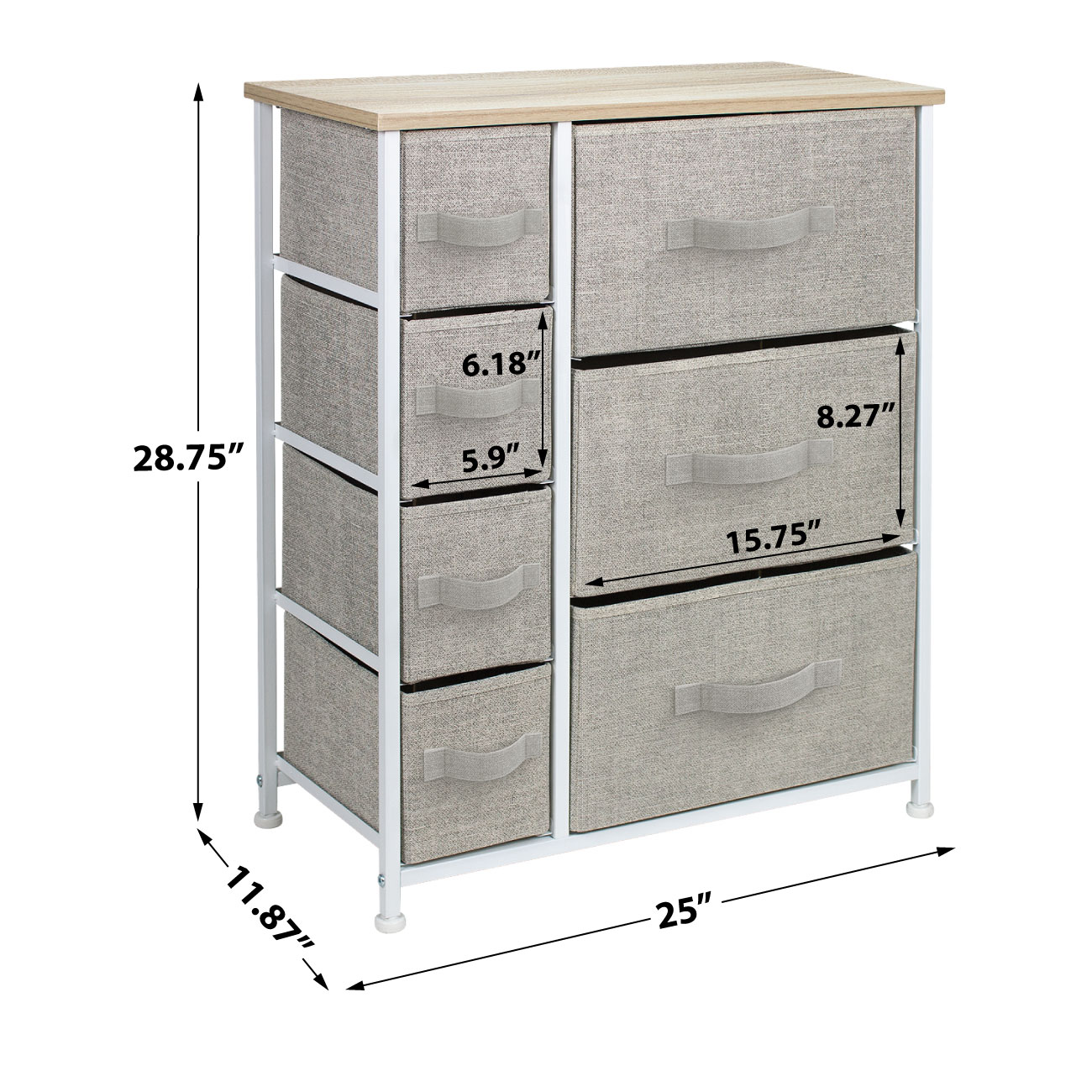 Sorbus Dresser with Drawers - Furniture Storage Tower Unit for Bedroom, Hallway, Closet, Office Organization - Steel Frame, Wood Top, Easy Pull Fabric Bins