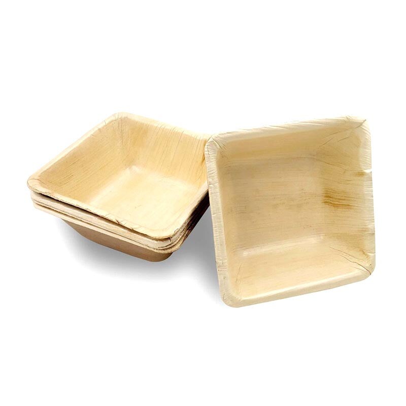 Square Palm Leaf Eco Friendly Mini Disposable Bowls - 2.8&#x22; (100 Bowls)