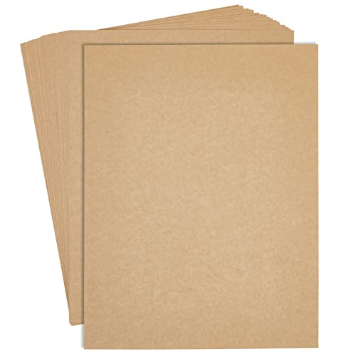 48-Pack Kraft Paper Sheets for Wedding, Brown Cardstock for Party Invitations, Announcements, Drawing, DIY Projects, Arts and Crafts, Letter Size, 120gsm (8.5 x 11 Inches)
