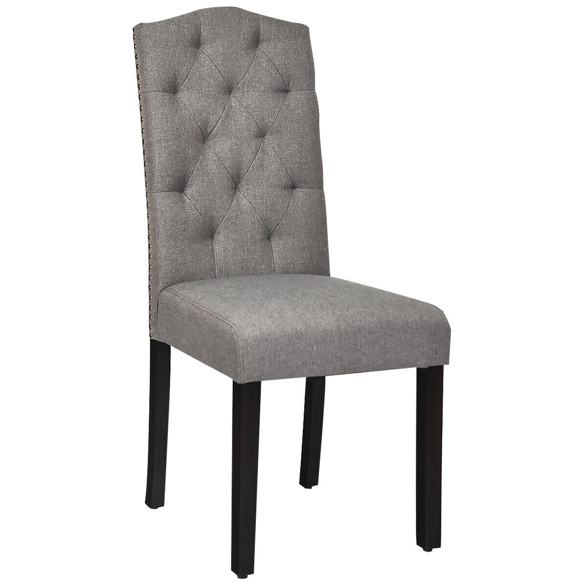 Set of 2 Tufted Upholstered Dining Chair with Curved Backrest
