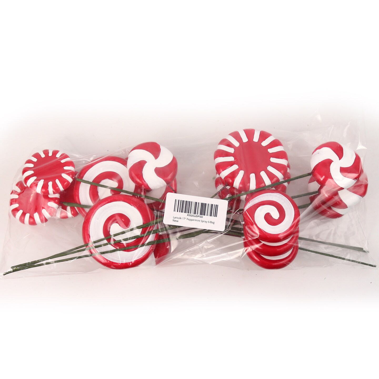 17&#x22; Peppermint Lollipop Spray Picks - Set of 6, 2 Different Styles - Perfect for Holiday Arrangements, Decor - Festive Seasonal Accents, Floral Home by Artificial Flowers