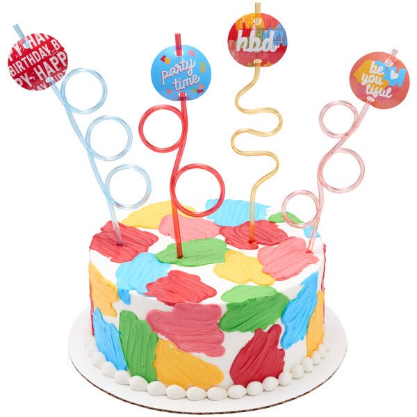 Happy Birthday Straws DecoSet Cake Decoration