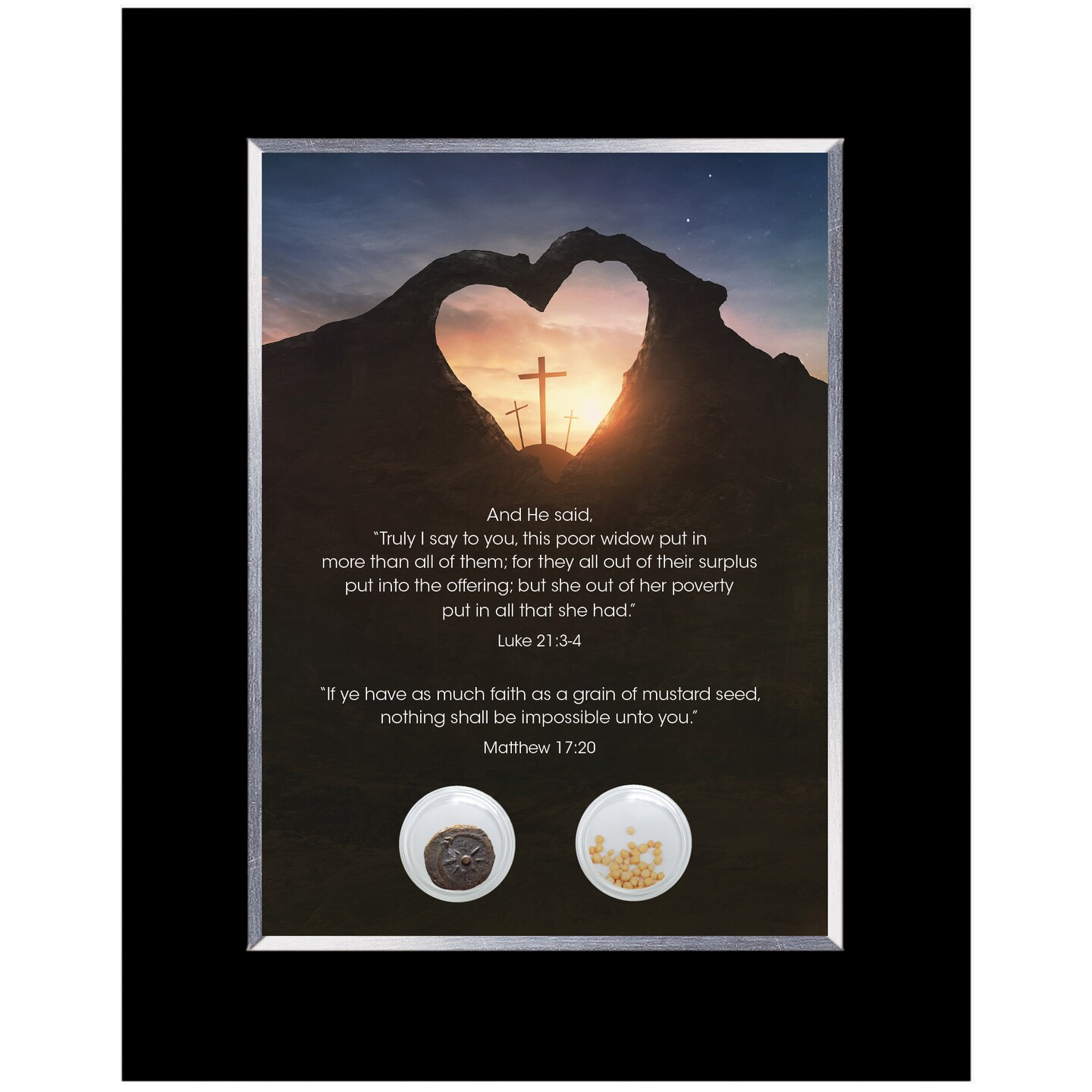 Bible Verses With Widow&#x27;s Mite and Mustard Seeds Table Top Frame