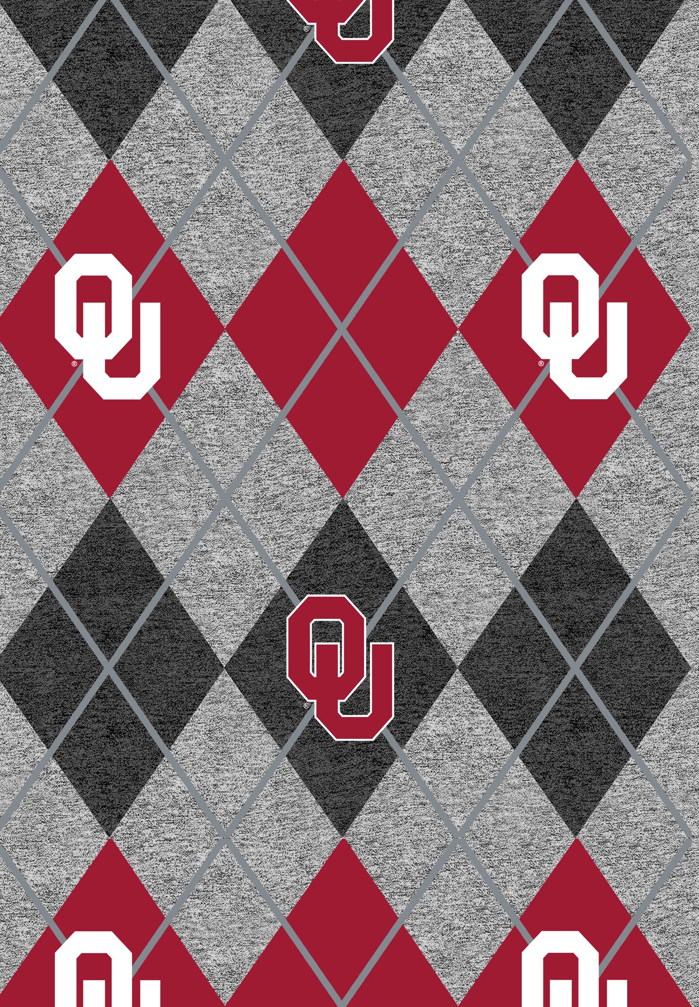 Sykel Enterprises-University of Oklahoma Fleece Fabric-Oklahoma Sooners Heather Argyle Fleece Blanket Fabric-Sold by the yard