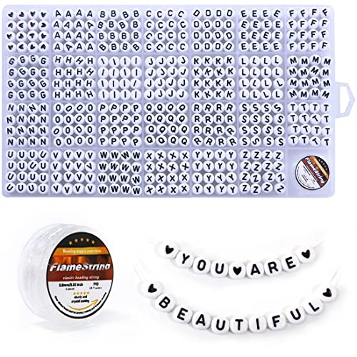 Eppingwin 1400 pcs Letter Beads, 4x7 mm Acrylic Beads, Beads for Jewelry  Making, Beads for Bracelet Making, Alphabet Beads, in 28 Grid Box (White  and
