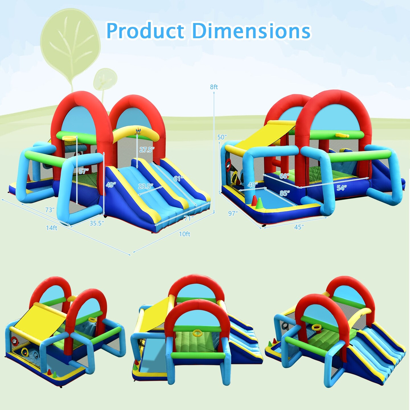 Inflatable Jumping Castle Bounce House with Dual Slides