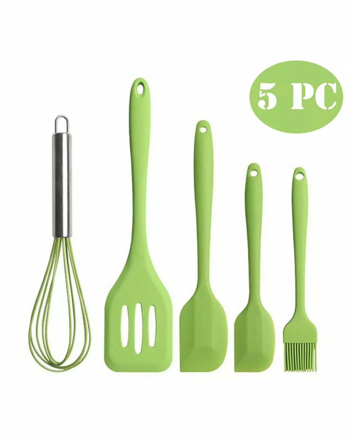 5Pcs Heat-Resistant Silicone Spatula Set for Non-Stick Baking