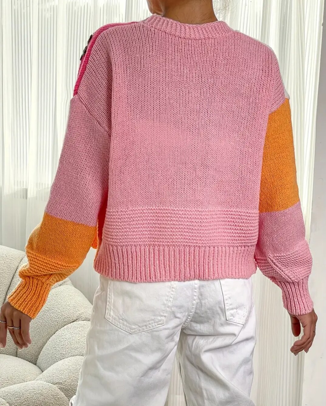 Handmade Color Block Fruit Embroidered Lolita Korean Knit Long