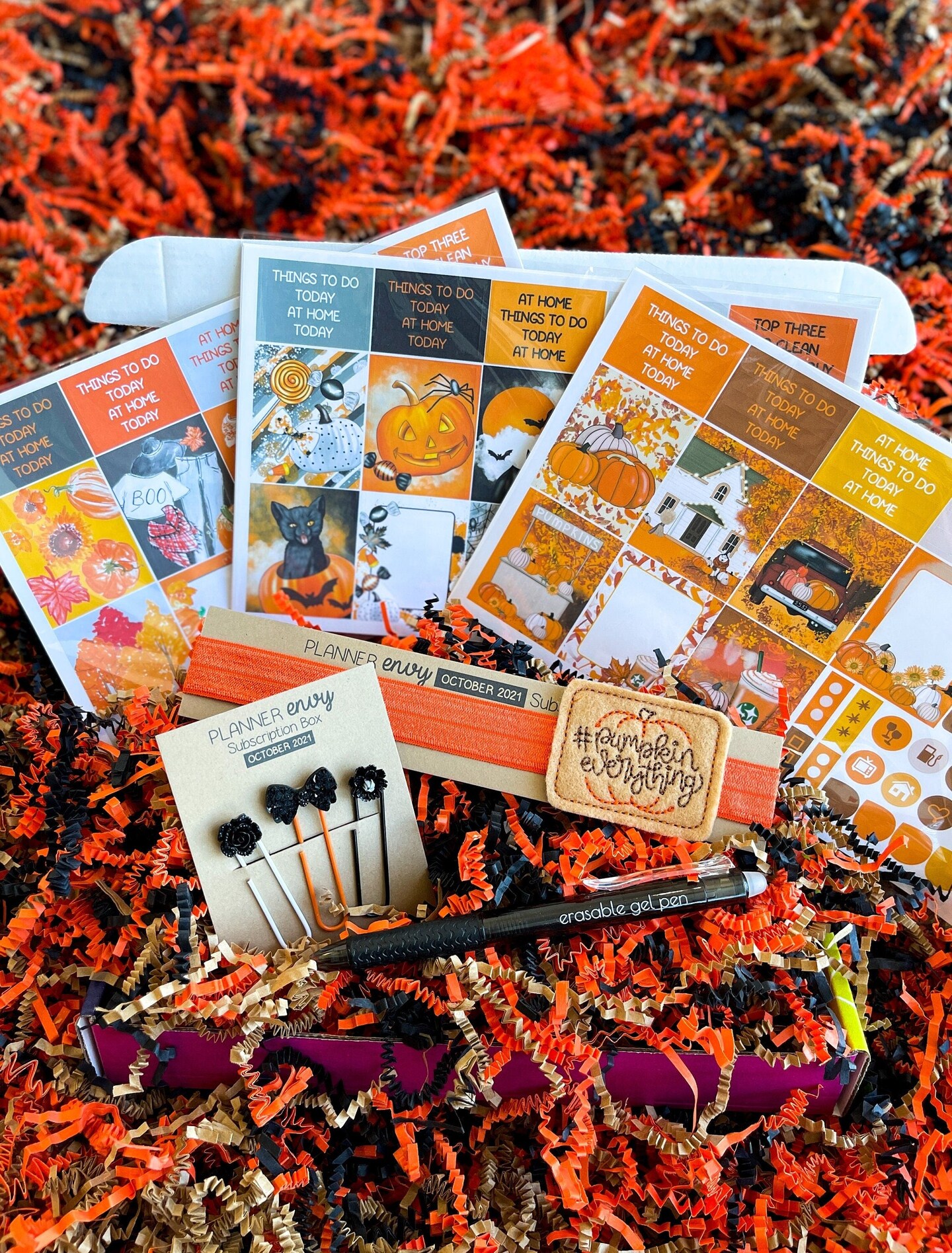 Halloween &#x26; Fall Leaves/Colors Themed Box Of Planner Stickers &#x26; Accessories (#SUB2021010)