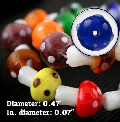 Murano Handmade Lampwork Glass Smooth Loose Beads Holes Beads Fit Jewelry Making Findings Charm Mushroom Bead Mixed Color Fashion