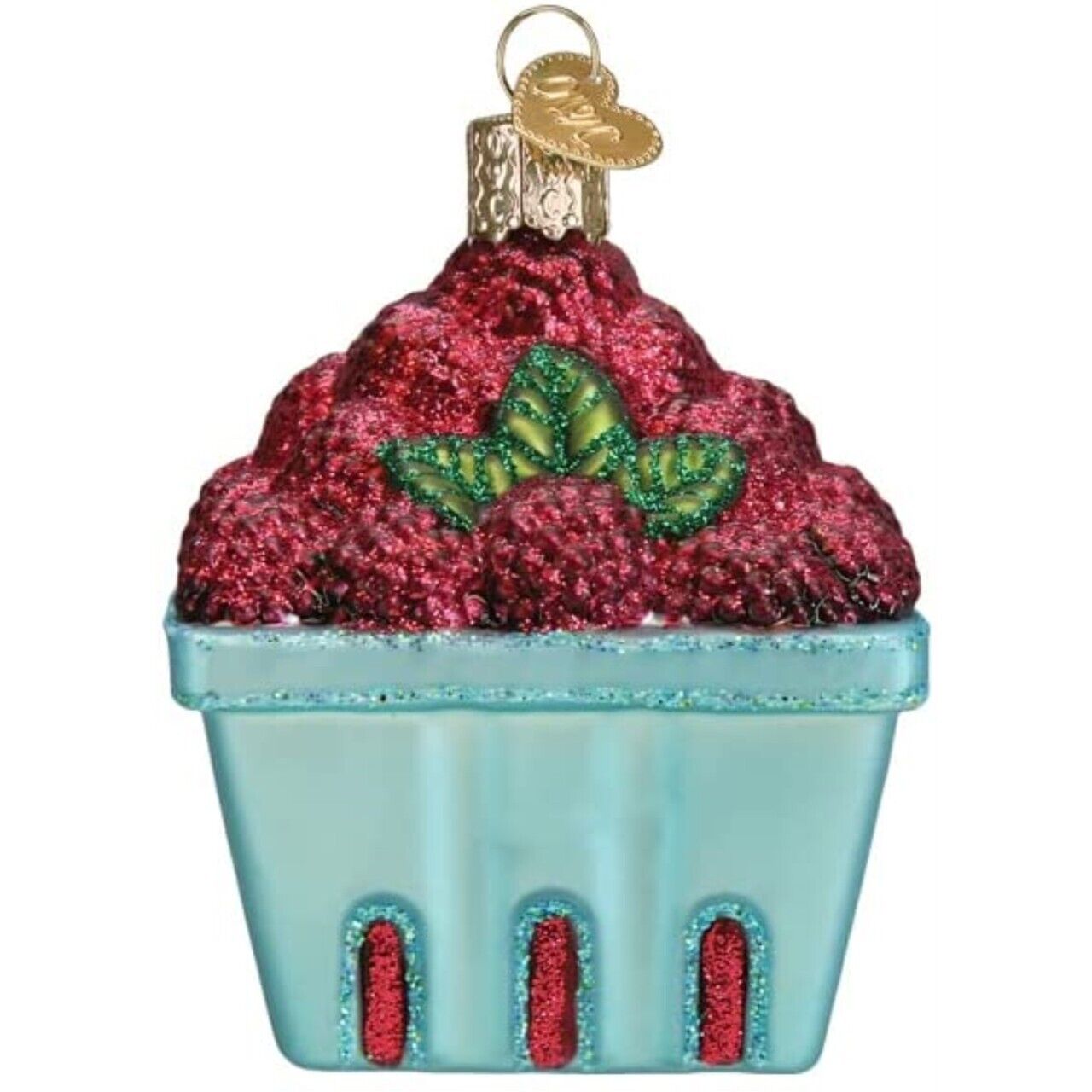 Carton of Raspberries Glass Ornament with Box