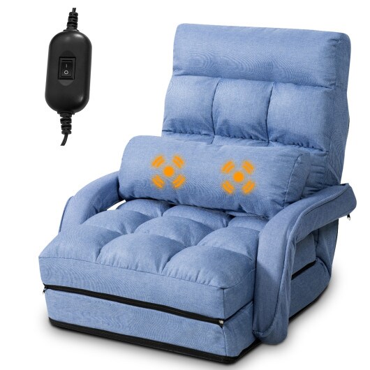Folding Floor Massage Chair Lazy Sofa with Armrests Pillow