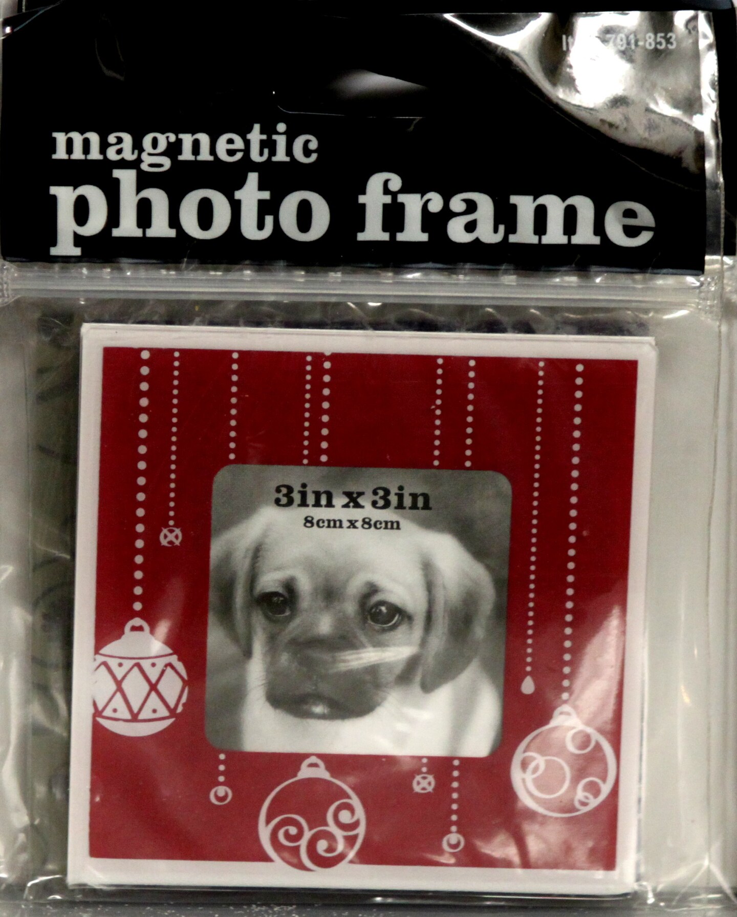 Designer Christmas Magnetic Photo Frame-Red Ornaments