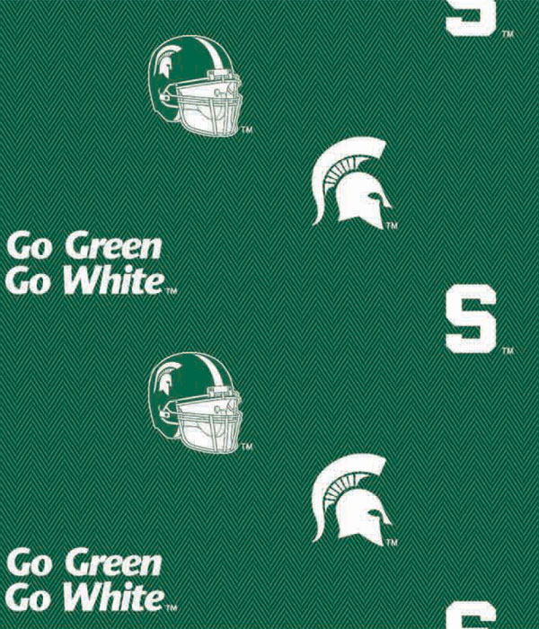 Sykel Enterprises-Michigan State University Cotton Fabric-Michigan State Spartans Herringbone Cotton Quilting Fabric