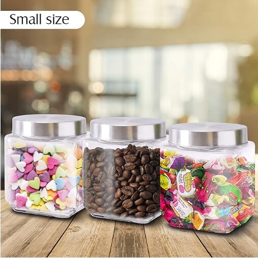 45 oz Amber Glass Storage Jar with Airtight Glass Lids,Vintage Embossed Glass Food Container,Decorative Kitchen Canister Organizer for Candy, Flour, Coffee Beans, and Pet Treats