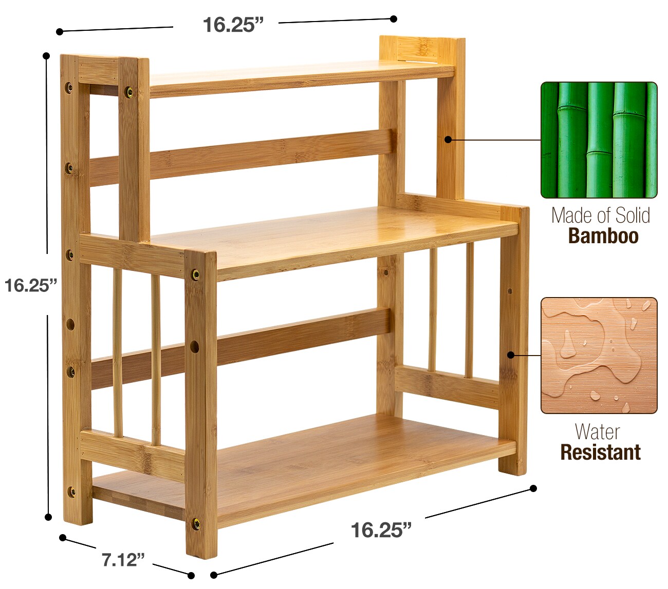 Sorbus 3-Tier Bamboo Kitchen Countertop Organizer - ideal for storage and display, stores your favorite spices, seasonings, and household items