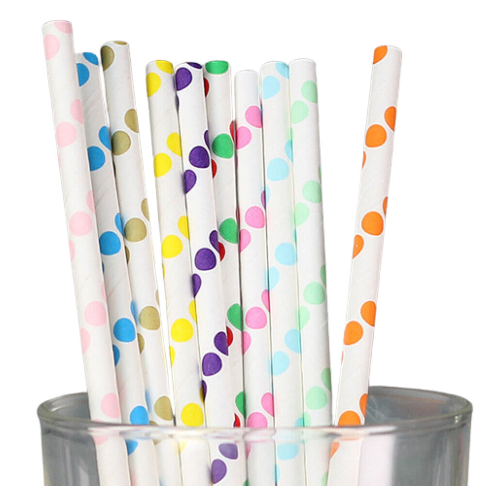 Kitcheniva Biodegradable Paper Straws Pattern Color 100 to 200 Pcs