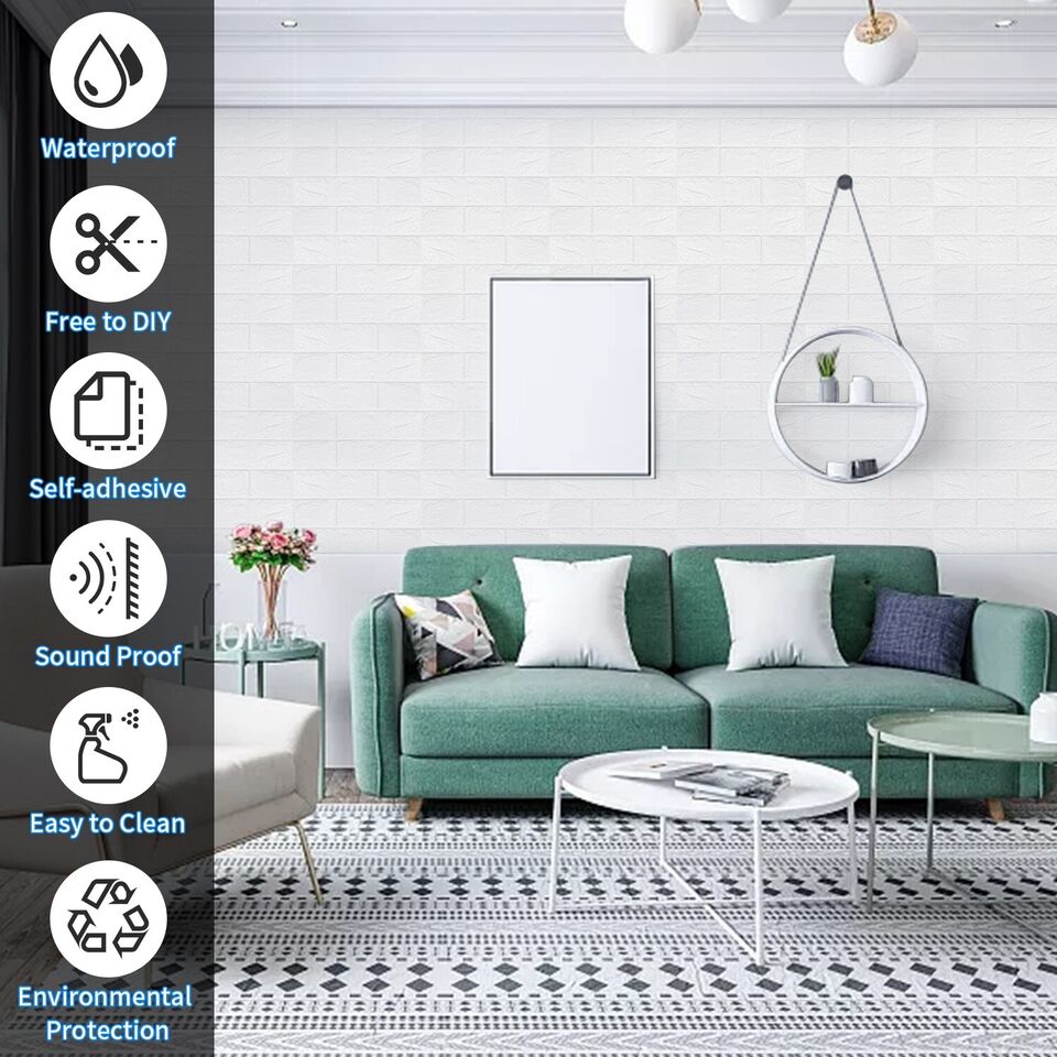 5 Pcs 3D Wall Sticker Tile Brick Panel Foam Self-adhesive Wallpaper Peel.