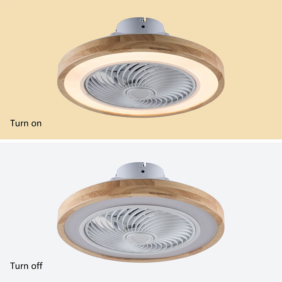 Kitcheniva Dimmable Chandelier Lamp With Remote Modern Flush Mount Ceiling Fan Light LED 20&#x22;