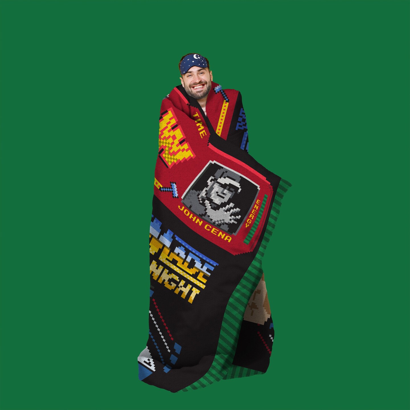Sleep Squad WWE John Cena 60&#x201D; x 80&#x201D; Raschel Plush Blanket - Hustle Loyalty Respect