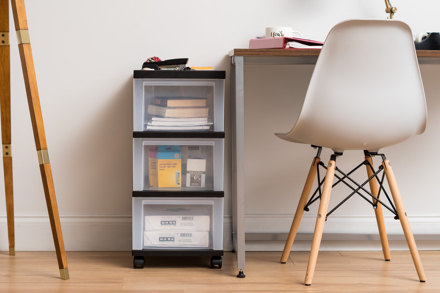 IRIS USA Medium 3 Drawer Cart with Organizer Top, Black