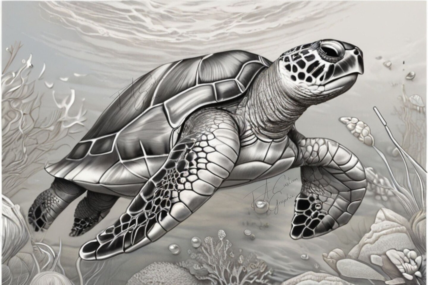 Sea Turtle Digital Designs for Laser Engraving PNG Files for Laser