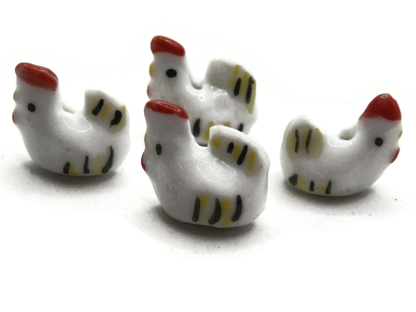 4 17mm White Porcelain Chicken Beads