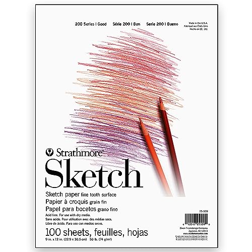 100 Sheets, Sketch Pad, 9x12 inch, Tape Bound - Artist Sketchbook for Drawing, Illustration, Art Class Students
