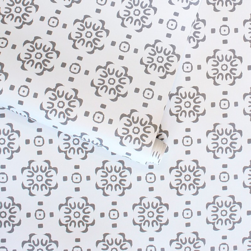 Tempaper Decorative Tile Peel and Stick Wallpaper Classic Grey