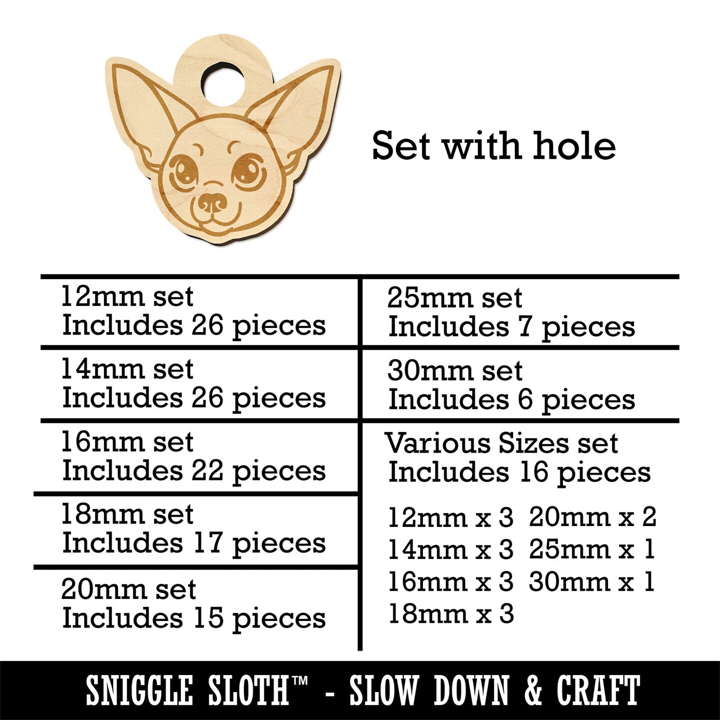 Chihuahua Dog Head Mini Wood Shape Charms Jewelry DIY Craft