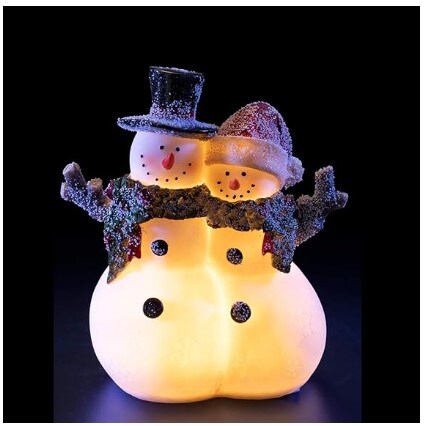Christmas Snowman Decorations Resin Snowman Lighted Christmas Decorations LED Holiday Light Up Snowman Indoor Festive Fibre Optic Decorations Indoor Glowing Snowman Couple