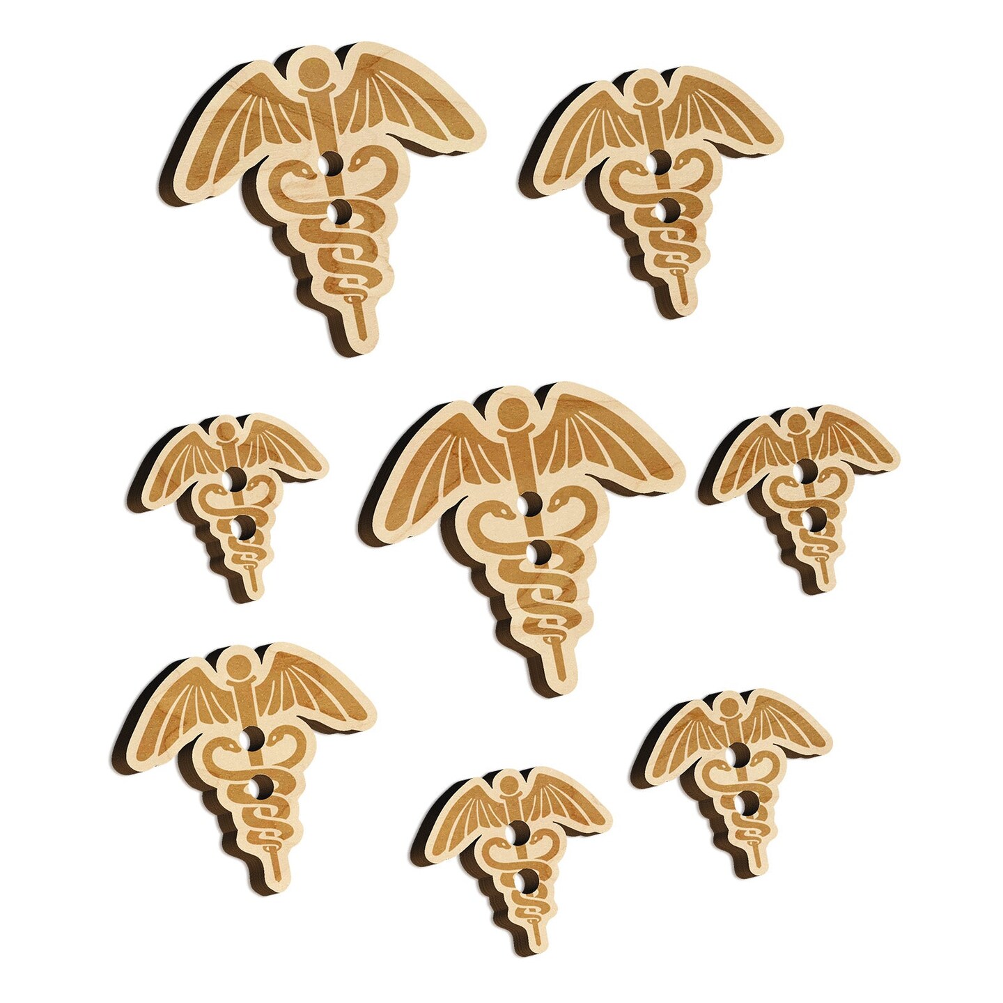 Caduceus Health Medical Symbol Wood Buttons for Sewing Knitting Crochet DIY Craft