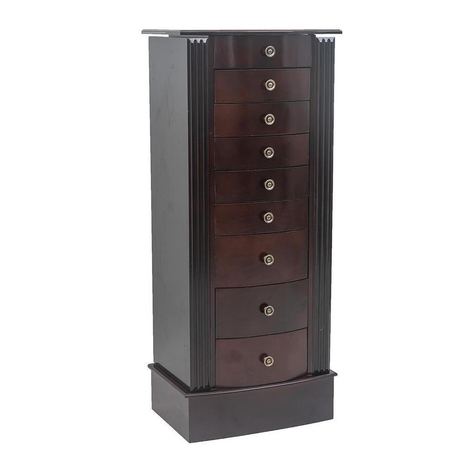 Wood Jewelry Cabinet Armoire Box Storage Chest Stand Organizer.