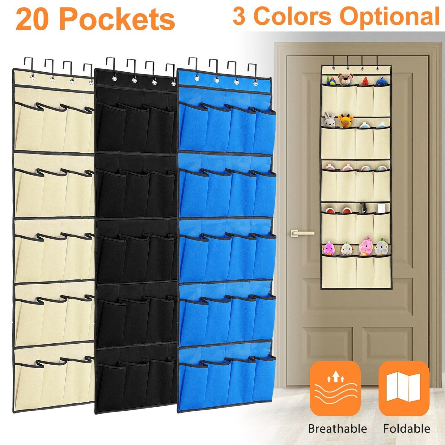Over The Door Shoe Organizer Rack 20 Pockets Hanging Storage