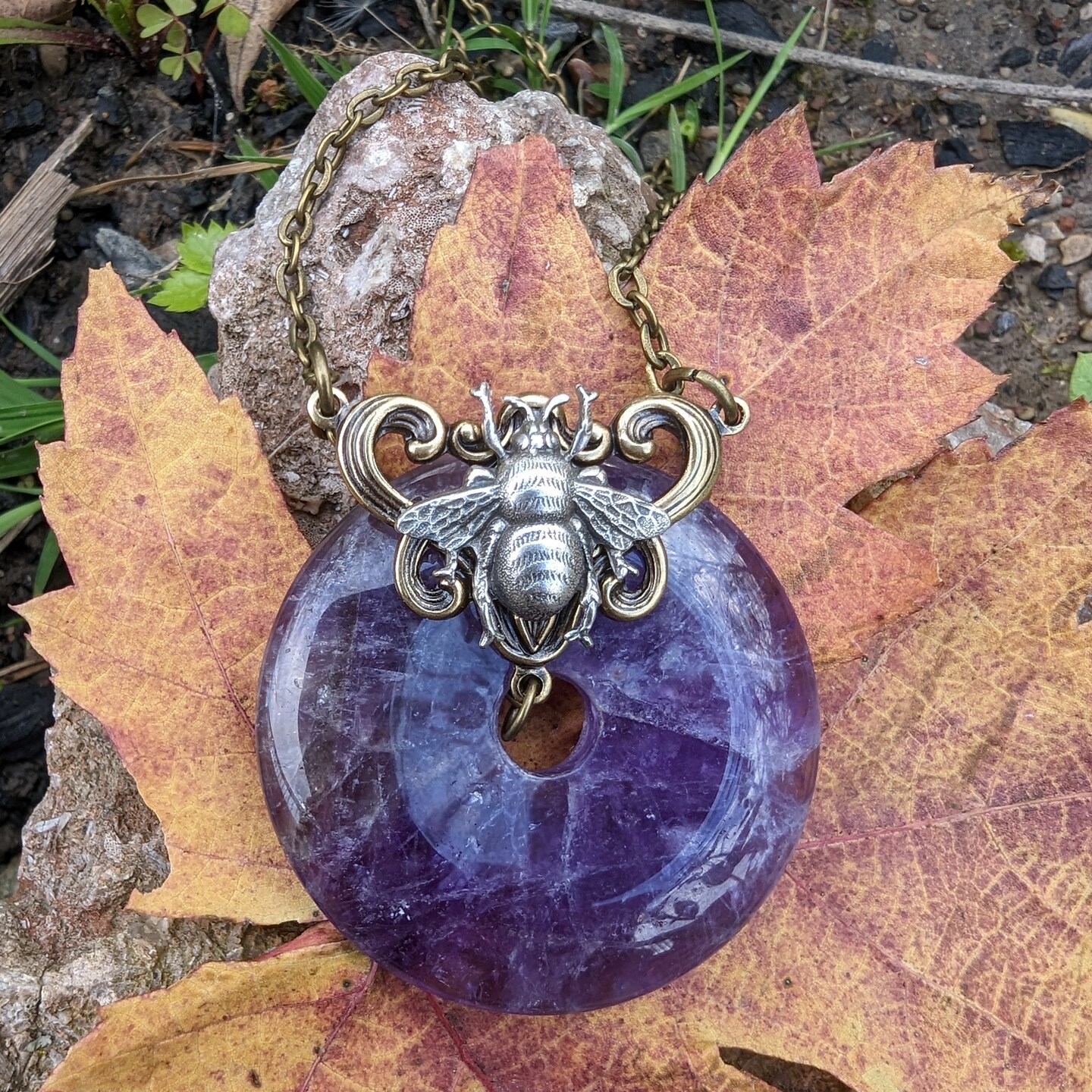 Natural Amethyst Quartz Donut Beads – Circle Pendant For Jewelry Making & Gua Sha
