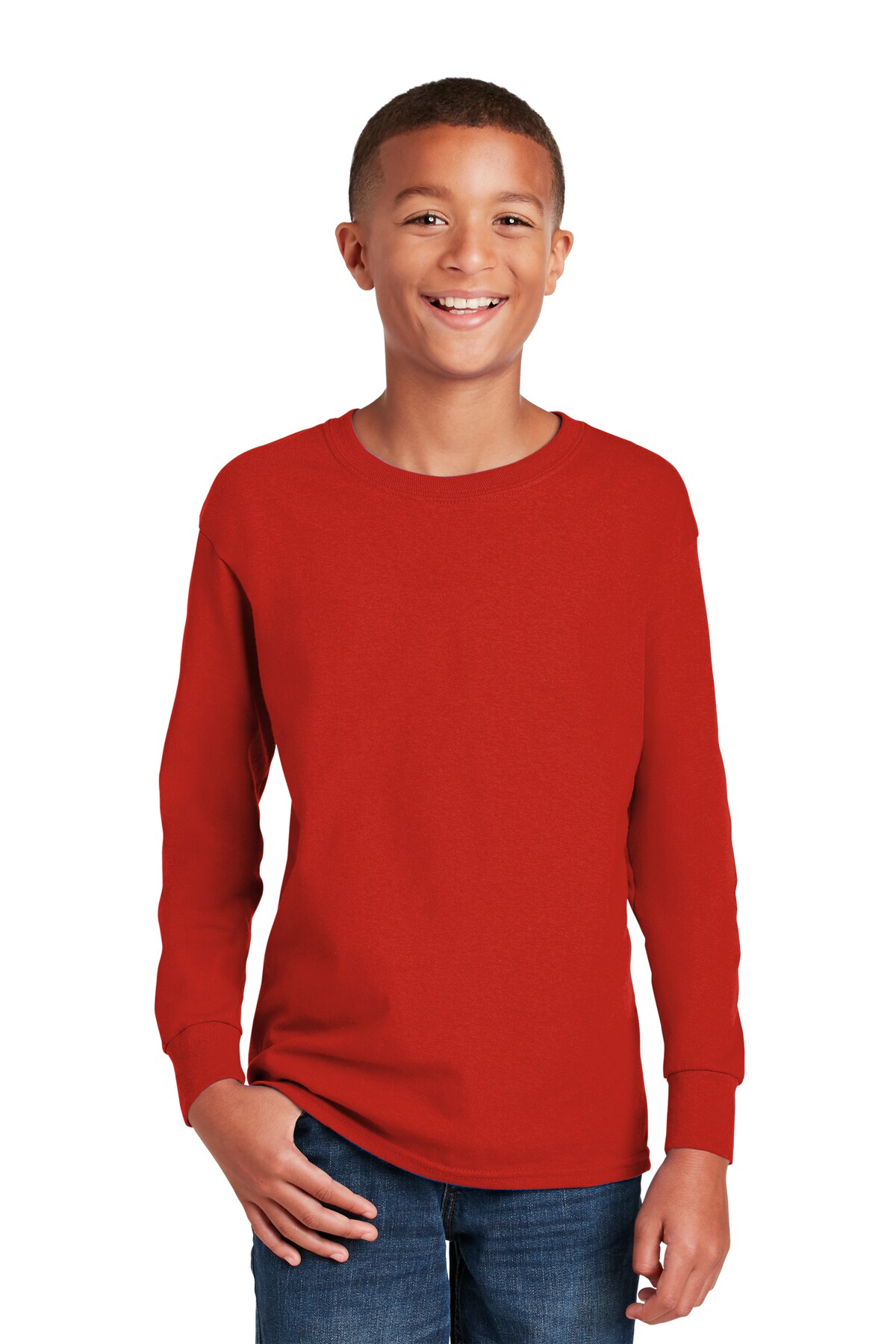 Gildan Youth Heavy Cotton Long Sleeve Crew Neck T-Shirt for School & Custom Printing Cotton Tee