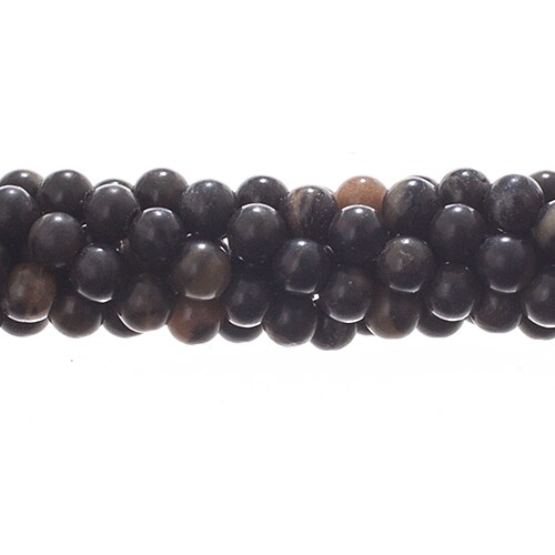 Earth's Jewel Semi-Precious Black Line Natural Round Strung Bead