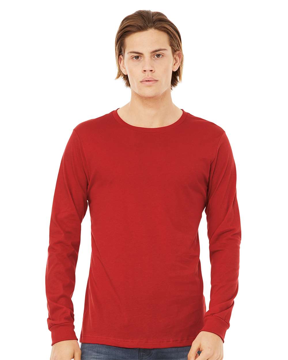 BELLA+CANVAS Long Sleeve Heavy Cotton Jersey Tee for Everyday Wear, Layering & Custom Printing Unisex Crewneck Shirt
