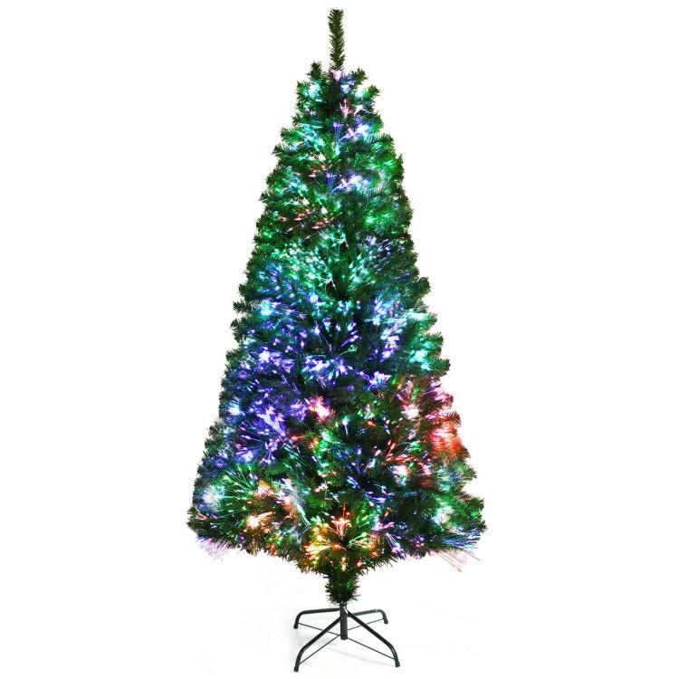 5/7 FT Pre-lit Multi-Colored Fiber Optic Spruce Artificial Christmas Tree