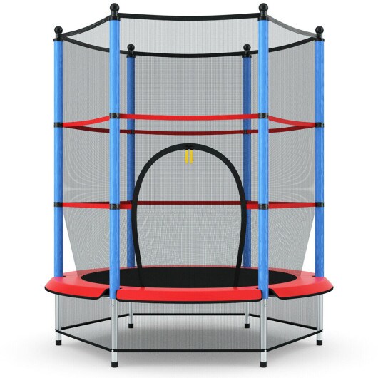 55&#x22; Kids Jumping Trampoline with Safety Pad Enclosure Combo
