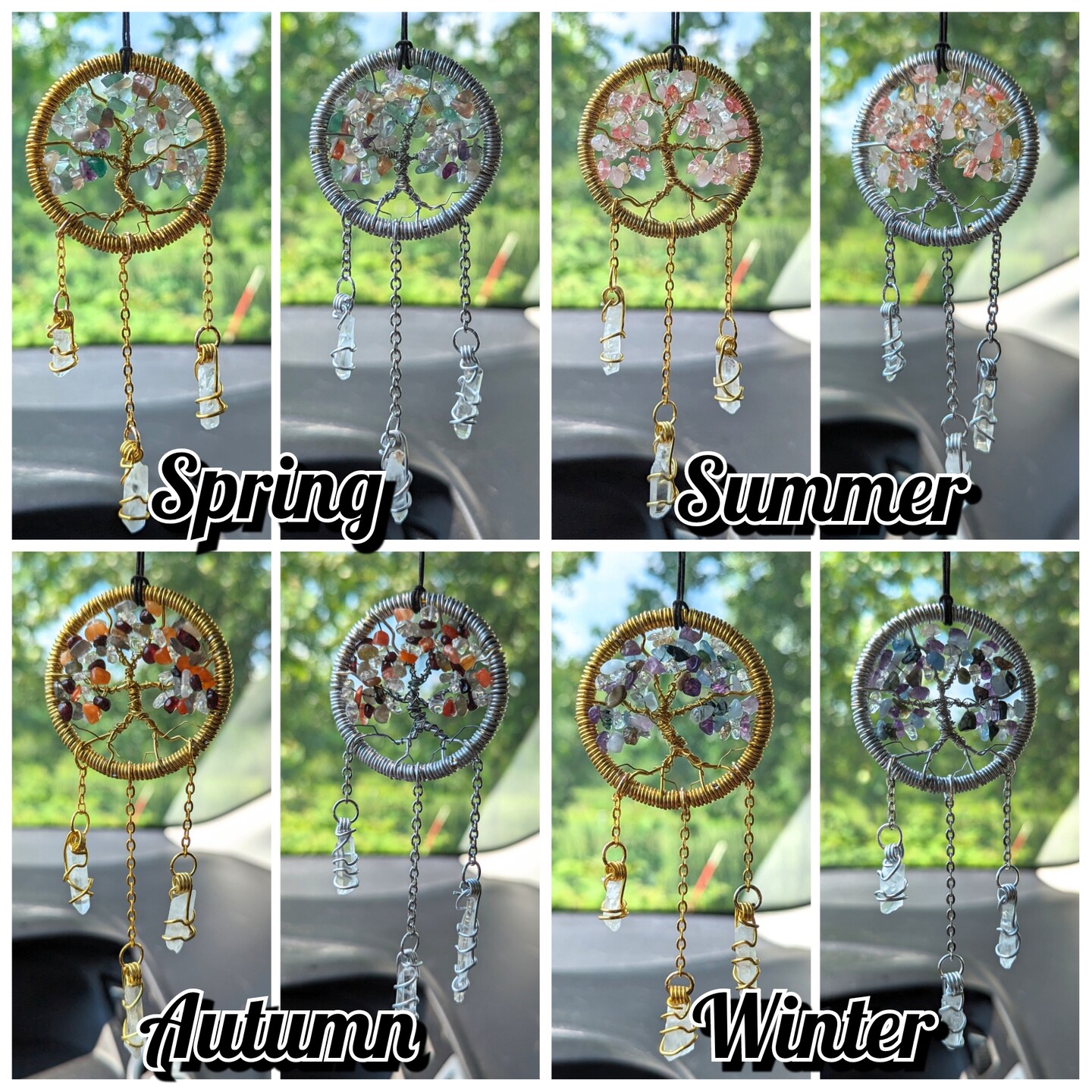 Crystal Tree of Life Car Charm Sun Catcher- Handmade Gold and Silver ...