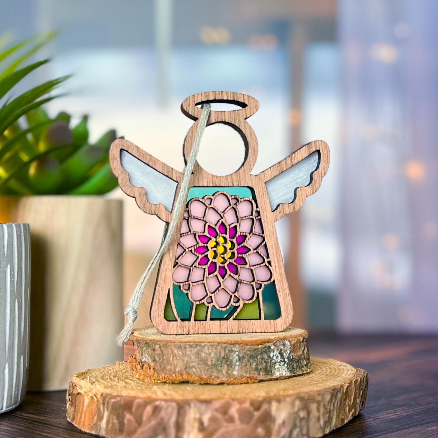 3.5&#x22; (H) Chrysanthemum Ornament - Handcrafted in Texas - Mother&#x27;s Angels&#xAE; Figurine - Mother&#x27;s Day Gifts