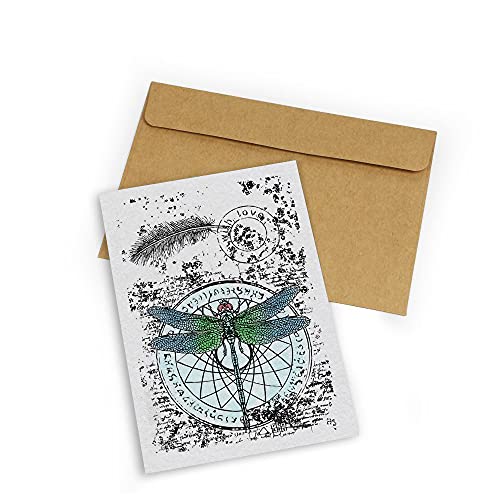 Dragonfly Background Clear Stamps, Feathers Love Words Clear Rubber Stamps for Card Making Decoration DIY Scrapbooking Silicone Transparent Seal Stamps Embossing Album Decor Craft