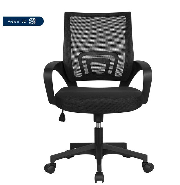 Black Mesh Swivel Office Chair with Armrests and Mid Back Adjustment