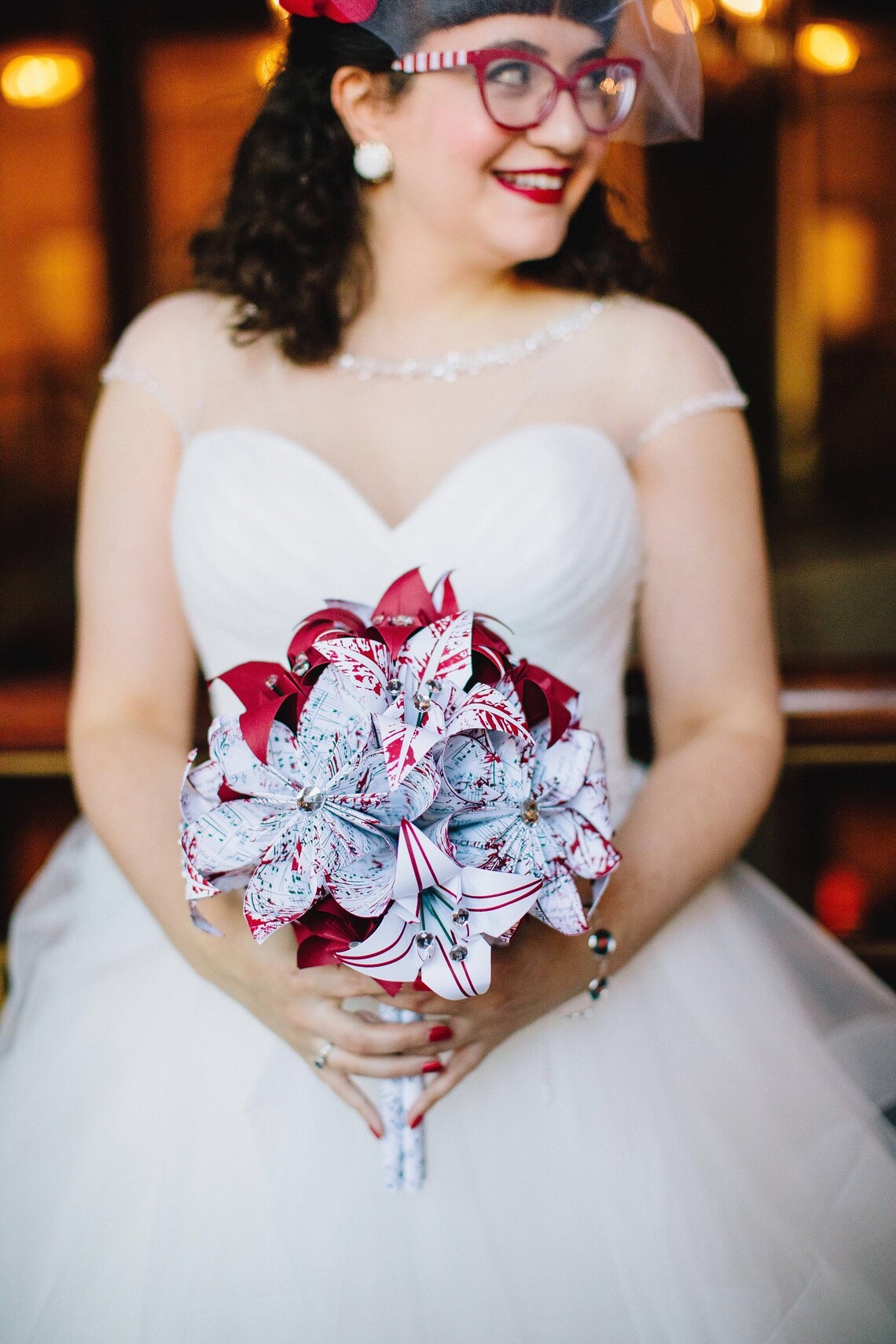 Cascading Bridal Bouquet- Paper Bouquet, one of a kind origami