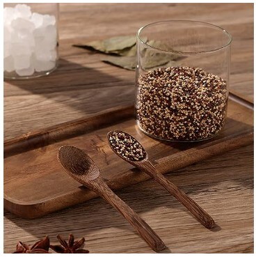 3 Pack Clear Glass Seasoning Jar with Wooden Lid and Spoon, Adorable Sugar Bowl Bath Salt Storage Container, Kitchen Pepper